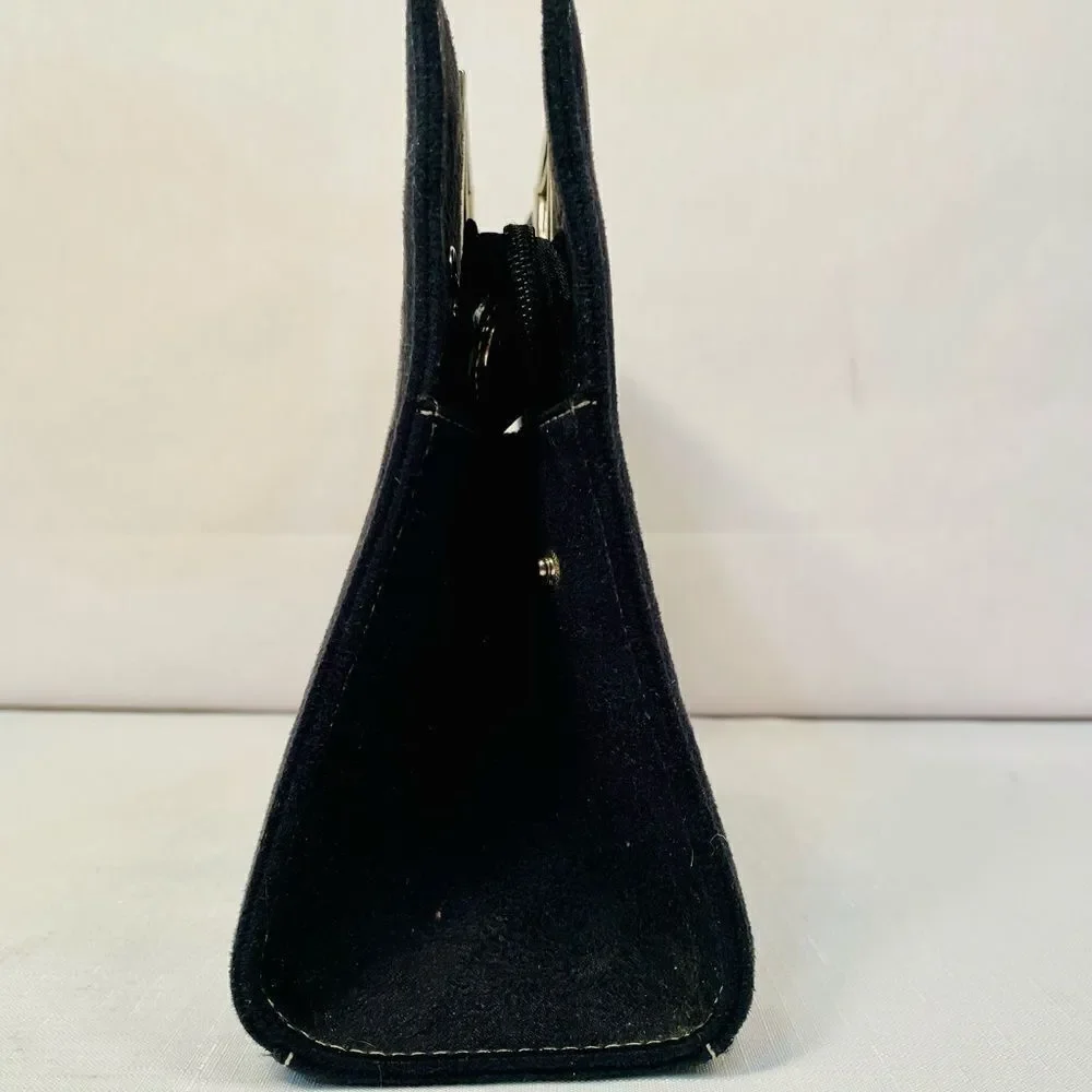 BLACK SUEDE KATE SPADE TOP HANDLE MIDDLE ZIPPER
